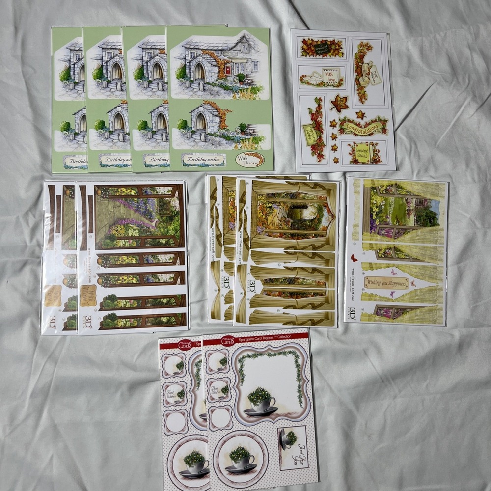 New‎ 12 Flower Soft 3D Cut Outs Springtime & Fall Card Toppers Collection
